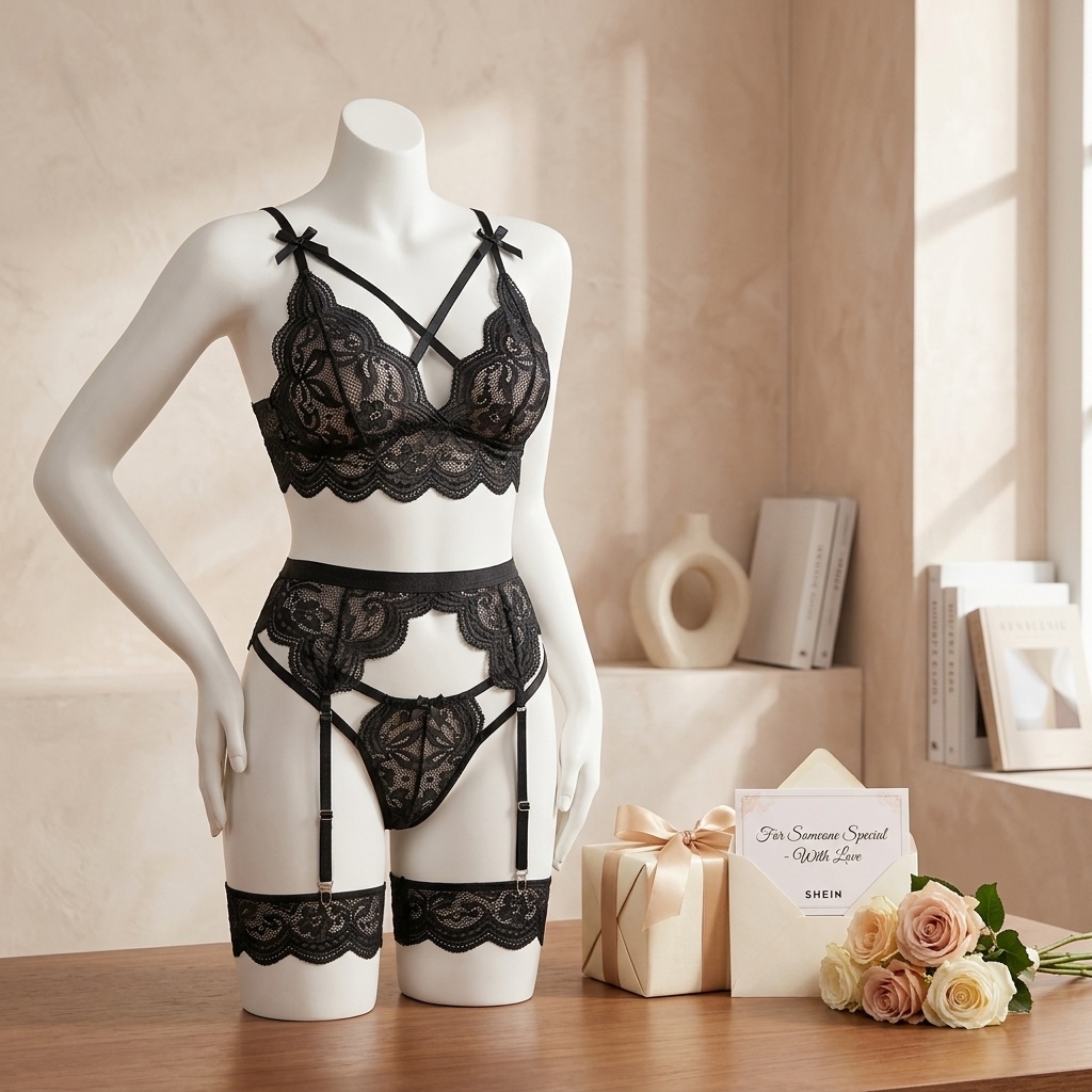 Set Lingerie Renda Bunga untuk - Garter Belt Set ulasan dan harga
